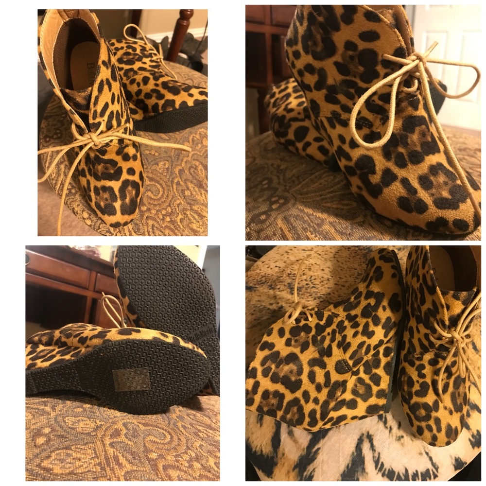Leopard Printed Wedged Booties